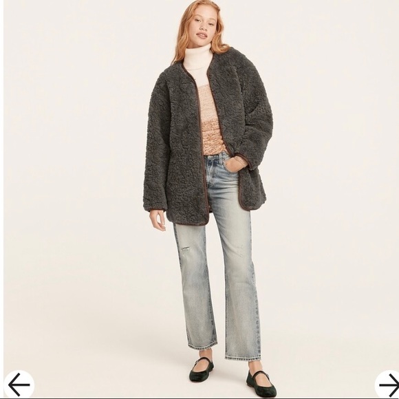 J. Crew Collarless Jacket in recycled Sherpa - Picture 1 of 2